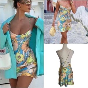 Zara TikTok Viral Floral Satin Mini Dress